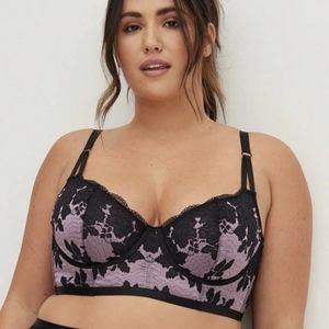 NWOT TORRID Womens Plus Size 6/6X Black/Purple Lace Boudoir Underwire Bra